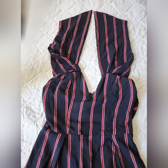 Windsor Navy Jumpsuit with Red and White Stripes (sz small) - Picture 3 of 10